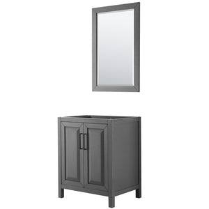 Daria 30 Inch Single Bathroom Vanity in Dark Gray No Countertop No Sink Matte Black Trim 24 Inch Mirror