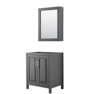Daria 30 Inch Single Bathroom Vanity in Dark Gray No Countertop No Sink and Medicine Cabinet