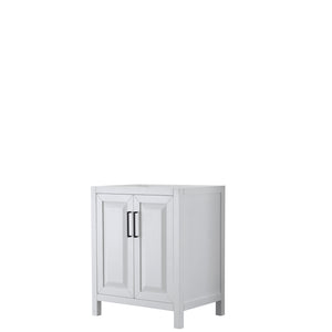 Daria 30 Inch Single Bathroom Vanity in White No Countertop No Sink Matte Black Trim