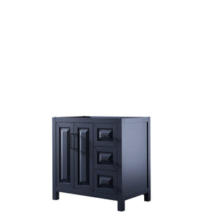 Daria 36 Inch Single Bathroom Vanity in Dark Blue No Countertop No Sink Matte Black Trim
