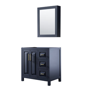 Daria 36 Inch Single Bathroom Vanity in Dark Blue No Countertop No Sink Medicine Cabinet