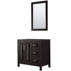 Daria 36 Inch Single Bathroom Vanity in Dark Espresso No Countertop No Sink and 24 Inch Mirror