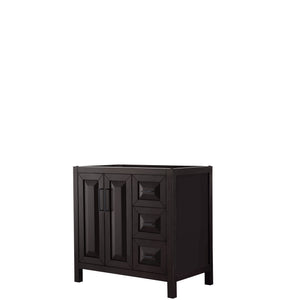 Daria 36 Inch Single Bathroom Vanity in Dark Espresso No Countertop No Sink Matte Black Trim