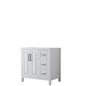 Daria 36 Inch Single Bathroom Vanity in White No Countertop No Sink Matte Black Trim