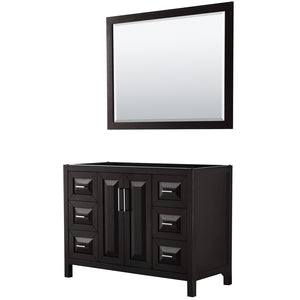 Daria 48 Inch Single Bathroom Vanity in Dark Espresso No Countertop No Sink and 46 Inch Mirror
