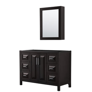 Daria 48 Inch Single Bathroom Vanity in Dark Espresso No Countertop No Sink and Medicine Cabinet