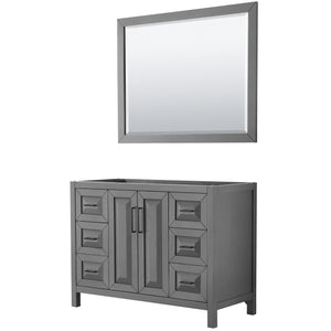 Daria 48 Inch Single Bathroom Vanity in Dark Gray No Countertop No Sink Matte Black Trim 46 Inch Mirror