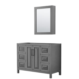 Daria 48 Inch Single Bathroom Vanity in Dark Gray No Countertop No Sink Matte Black Trim Medicine Cabinet