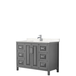 Daria 48 Inch Single Bathroom Vanity in Dark Gray Carrara Cultured Marble Countertop Undermount Square Sink No Mirror