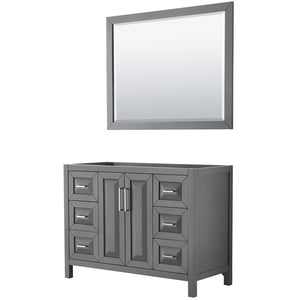 Daria 48 Inch Single Bathroom Vanity in Dark Gray No Countertop No Sink and 46 Inch Mirror