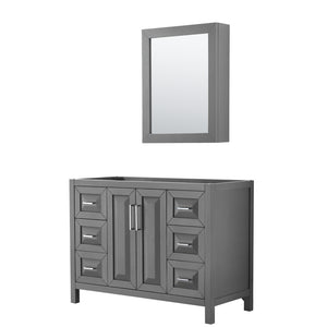 Daria 48 Inch Single Bathroom Vanity in Dark Gray No Countertop No Sink and Medicine Cabinet