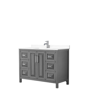 Daria 48 Inch Single Bathroom Vanity in Dark Gray White Cultured Marble Countertop Undermount Square Sink No Mirror