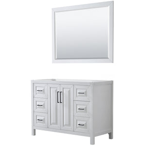 Daria 48 Inch Single Bathroom Vanity in White No Countertop No Sink Matte Black Trim 46 Inch Mirror
