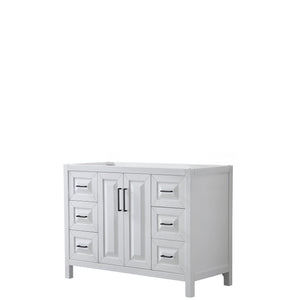 Daria 48 Inch Single Bathroom Vanity in White No Countertop No Sink Matte Black Trim
