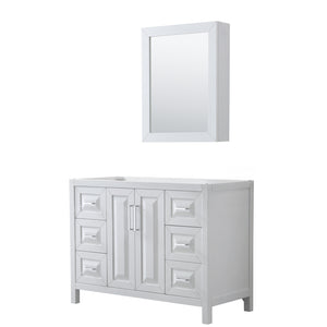 Daria 48 Inch Single Bathroom Vanity in White No Countertop No Sink and Medicine Cabinet