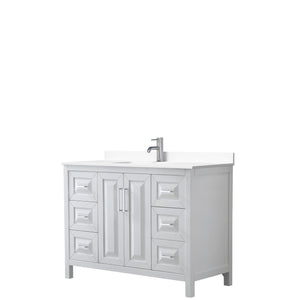 Daria 48 Inch Single Bathroom Vanity in White White Cultured Marble Countertop Undermount Square Sink No Mirror