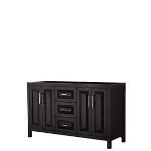 Daria 60 Inch Double Bathroom Vanity in Dark Espresso No Countertop No Sink and No Mirror