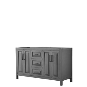 Daria 60 Inch Double Bathroom Vanity in Dark Gray No Countertop No Sink Matte Black Trim