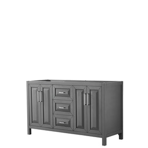 Daria 60 Inch Double Bathroom Vanity in Dark Gray No Countertop No Sink and No Mirror