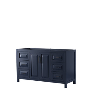 Daria 60 Inch Single Bathroom Vanity in Dark Blue No Countertop No Sink Matte Black Trim