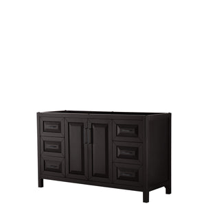 Daria 60 Inch Single Bathroom Vanity in Dark Espresso No Countertop No Sink Matte Black Trim