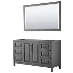 Daria 60 Inch Single Bathroom Vanity in Dark Gray No Countertop No Sink Matte Black Trim 58 Inch Mirror