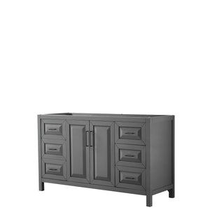 Daria 60 Inch Single Bathroom Vanity in Dark Gray No Countertop No Sink Matte Black Trim