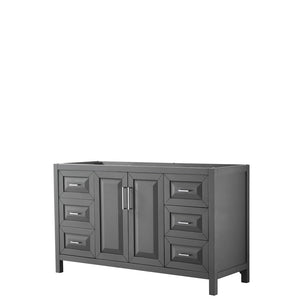 Daria 60 Inch Single Bathroom Vanity in Dark Gray No Countertop No Sink and No Mirror