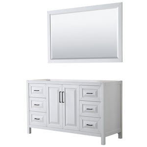 Daria 60 Inch Single Bathroom Vanity in White No Countertop No Sink Matte Black Trim 58 Inch Mirror