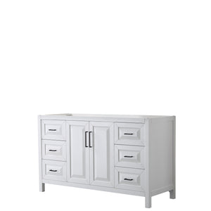 Daria 60 Inch Single Bathroom Vanity in White No Countertop No Sink Matte Black Trim