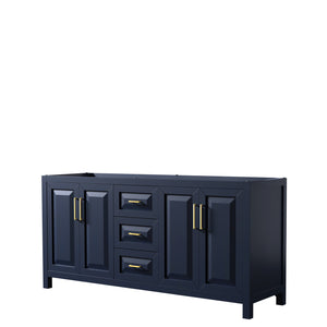 Daria 72 Inch Double Bathroom Vanity in Dark Blue No Countertop No Sink No Mirror