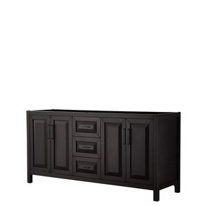 Daria 72 Inch Double Bathroom Vanity in Dark Espresso No Countertop No Sink Matte Black Trim