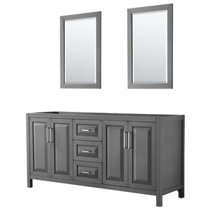 Daria 72 Inch Double Bathroom Vanity in Dark Gray No Countertop No Sink and 24 Inch Mirrors