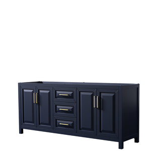 Daria 80 Inch Double Bathroom Vanity in Dark Blue No Countertop No Sink No Mirror