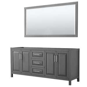 Daria 80 Inch Double Bathroom Vanity in Dark Gray No Countertop No Sink and 70 Inch Mirror