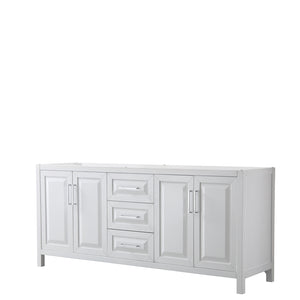 Daria 80 Inch Double Bathroom Vanity in White No Countertop No Sink and No Mirror