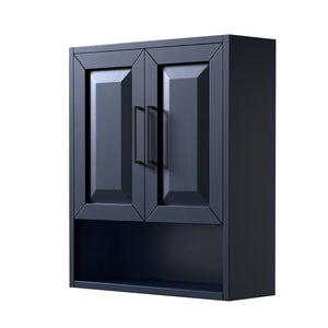 Daria Over-the-Toilet Bathroom Wall-Mounted Storage Cabinet in Dark Blue with Matte Black Trim