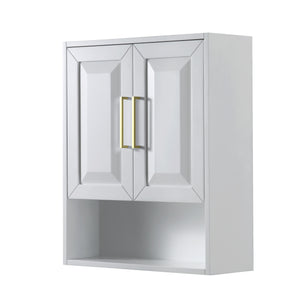 Daria Over-the-Toilet Bathroom Wall-Mounted Storage Cabinet in White with Brushed Gold Trim