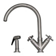 Whitehaus 3-03942CH85-C Luxe+ dual handle faucet w/ gooseneck swivel spout - Polished Chrome, Whitehaus, Whitehaus - POSHHAUS