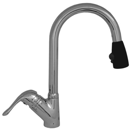 Whitehaus 3-2169-C-B Rainforest single hole/single lever handle faucet w/ black spray head - Chrome/Black Head, Whitehaus, Whitehaus - POSHHAUS