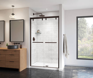MAAX 135321-900-173-000 Uptown 44-47 x 76 in. 8 mm Bypass Shower Door for Alcove Installation with Clear glass in Dark Bronze