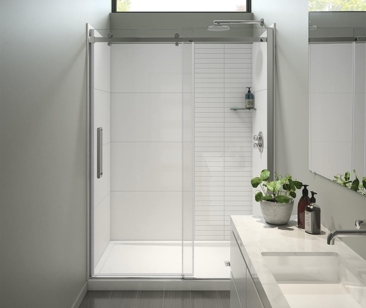 MAAX 138952-900-084-000 Halo Pro 56 ½-59 x 78 ¾ in. 8mm Sliding Shower Door for Alcove Installation with Clear glass in Chrome