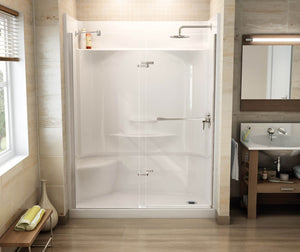 MAAX 136672-900-084-000 Reveal 71 56-59 x 71 ½ in. 8mm Pivot Shower Door for Alcove Installation with Clear glass in Chrome
