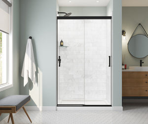 MAAX 135334-900-340-000 Incognito 76 44-47 x 76 in. 8mm Bypass Shower Door for Alcove Installation with Clear glass in Matte Black