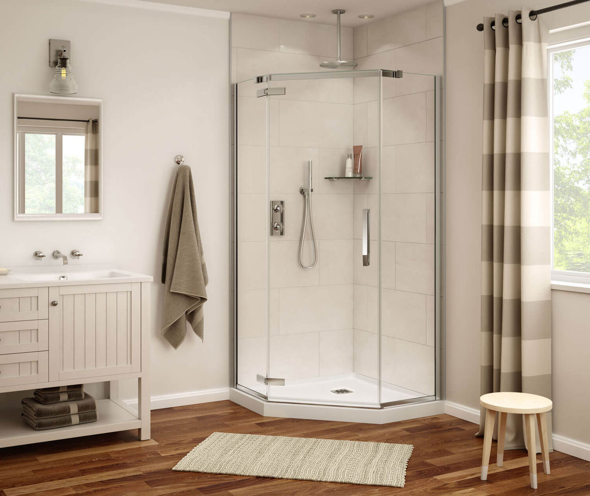 MAAX 139320-900-084-000 Davana Neo-angle 40 x 40 x 75 in. 8mm Pivot Shower Door for Corner Installation with Clear glass in Chrome