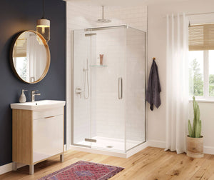 MAAX 137302-900-305-000 Hana Rectangular 42 x 34 x 75 in. 8mm Pivot Shower Door for Corner Installation with Clear glass in Brushed Nickel