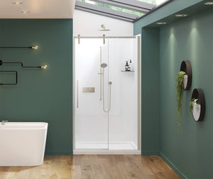 MAAX 135870-900-305-000 Nebula 44 ½-46 ½ x 78 ¾ in. 8mm Sliding Shower Door for Alcove Installation with Clear glass in Brushed Nickel