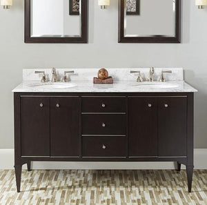 Charlottesville w/Nickel 60" Double Bowl Vanity - Door - Vintage Black