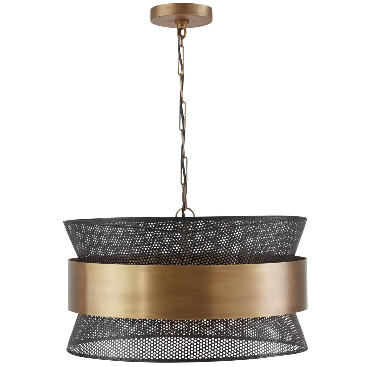 Capital Lighting 330447PK Loren 4 Light Pendant Patinaed Brass and Black