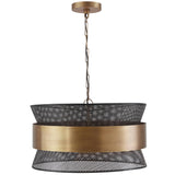 Capital Lighting 330447PK Loren 4 Light Pendant Patinaed Brass and Black